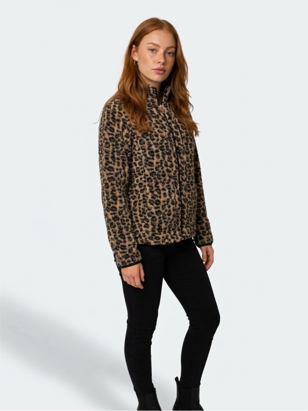 Calvin Klein Leopard-Print Teddy Jacket in Brown and Black
